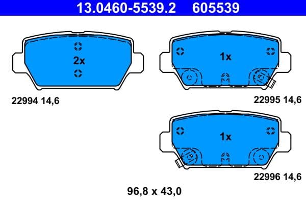 set placute frana,frana disc ATE 13.0460-5539.2