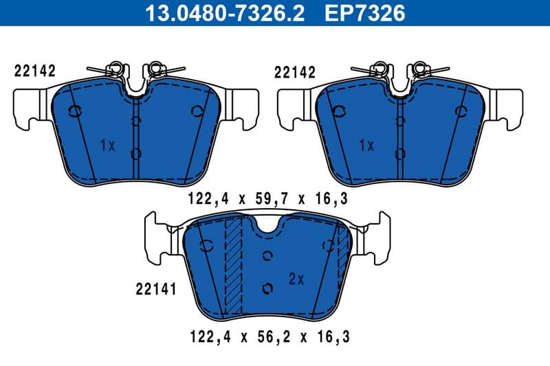 set placute frana,frana disc ATE New Original 13.0480-7326.2