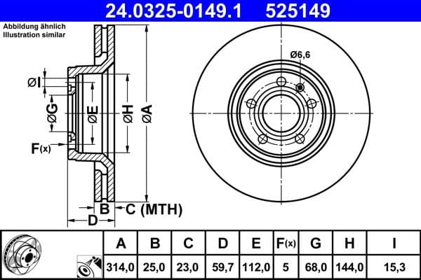 Disc frana ATE PowerDisc 24.0325-0149.1