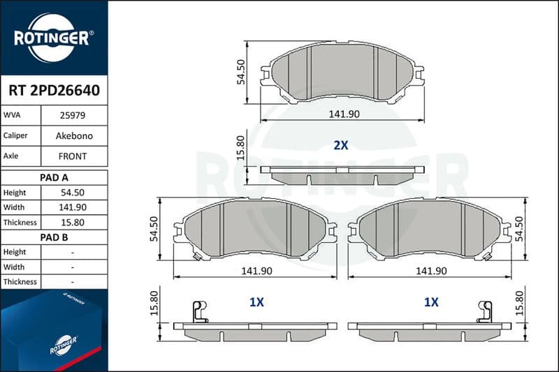 set placute frana,frana disc ROTINGER RT 2PD26640