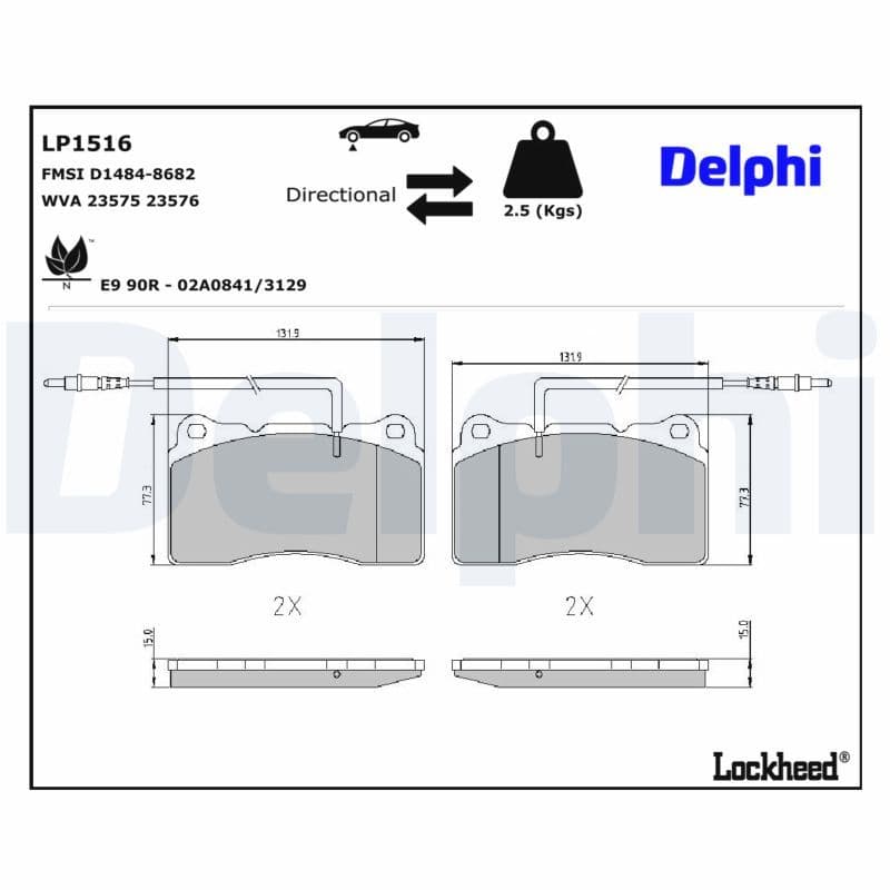 set placute frana,frana disc DELPHI LP1516