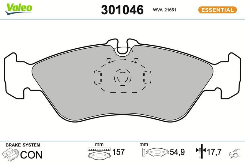 set placute frana,frana disc VALEO ESSENTIAL 301046