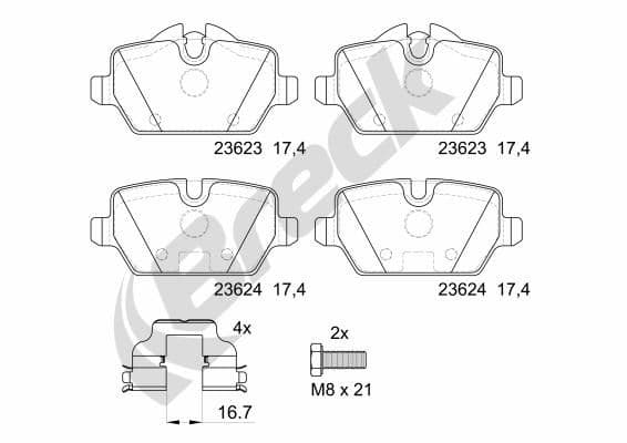 set placute frana,frana disc BRECK 23623 00 704 00