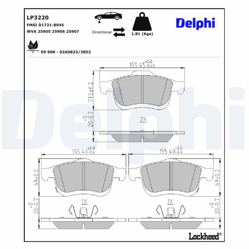 set placute frana,frana disc DELPHI LP3220