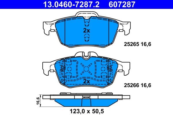 set placute frana,frana disc ATE 13.0460-7287.2