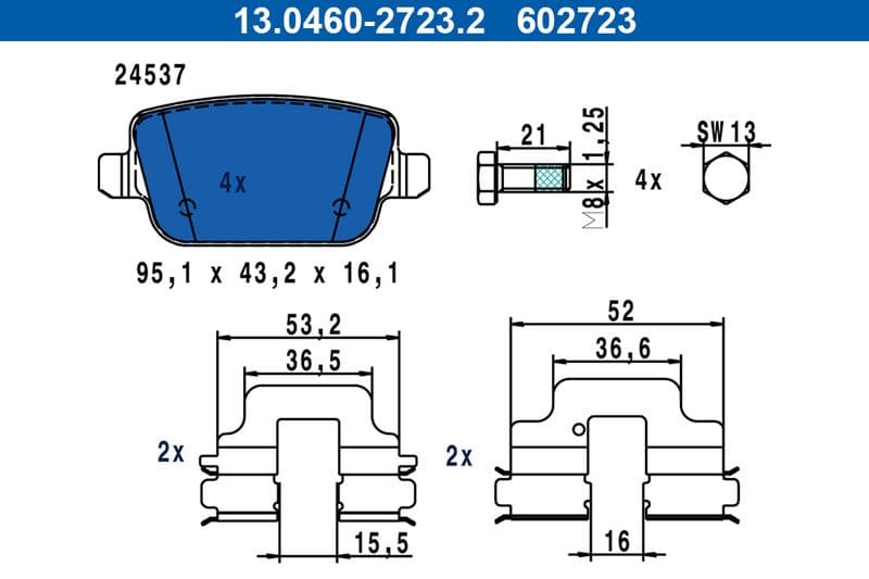set placute frana,frana disc ATE 13.0460-2723.2