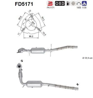 Filtru funingine/particule, sist.de esapament AS-PL FD5171