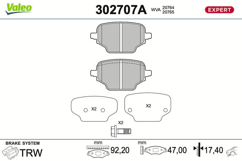 set placute frana,frana disc VALEO 302707A