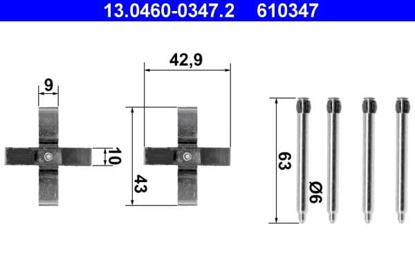 Set accesorii, placute frana ATE 13.0460-0347.2