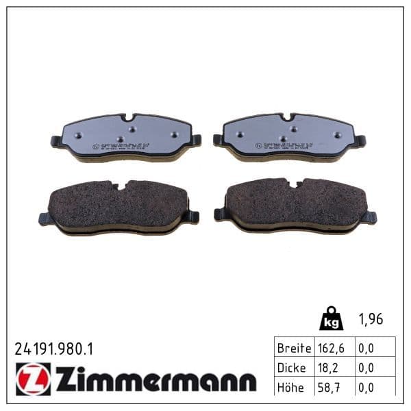 set placute frana,frana disc ZIMMERMANN rd:z 24191.980.1