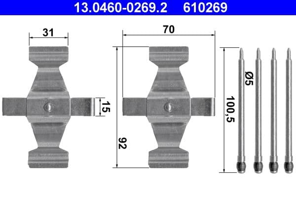 Set accesorii, placute frana ATE 13.0460-0269.2