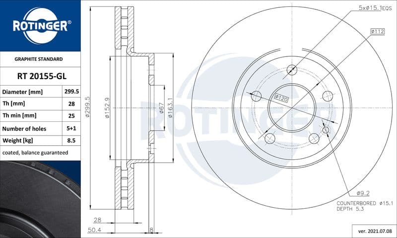 Disc frana ROTINGER GRAPHITE LINE RT 20155-GL