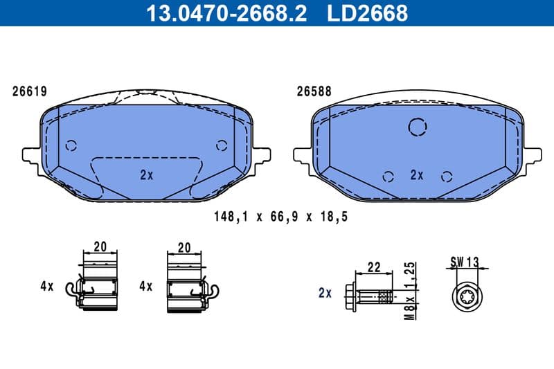 set placute frana,frana disc ATE Ceramic 13.0470-2668.2