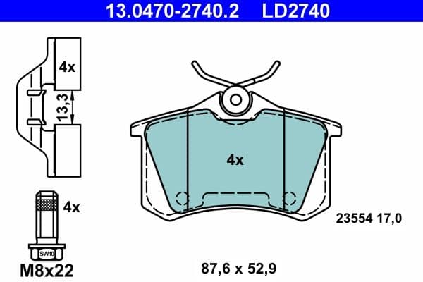 set placute frana,frana disc ATE Ceramic 13.0470-2740.2