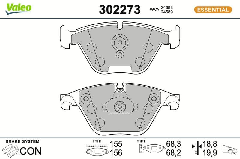 set placute frana,frana disc VALEO ESSENTIAL 302273