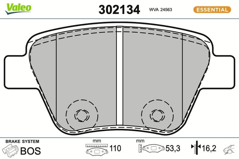 set placute frana,frana disc VALEO ESSENTIAL 302134