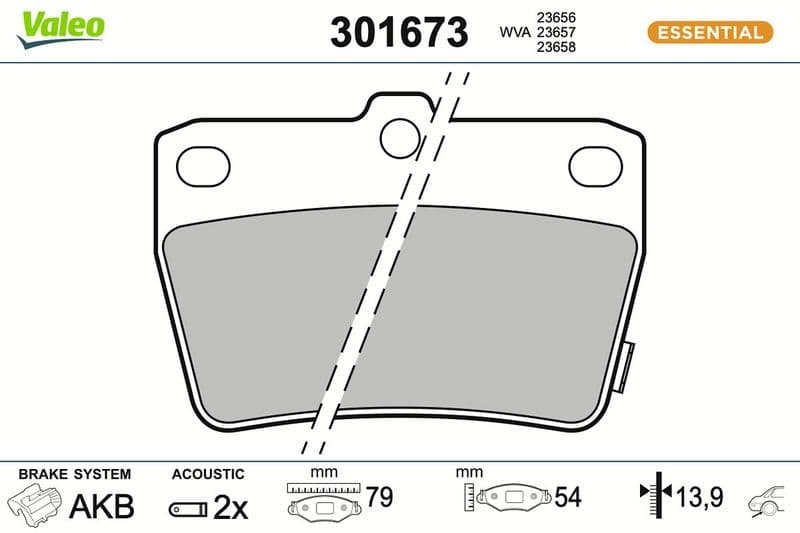 set placute frana,frana disc VALEO ESSENTIAL 301673