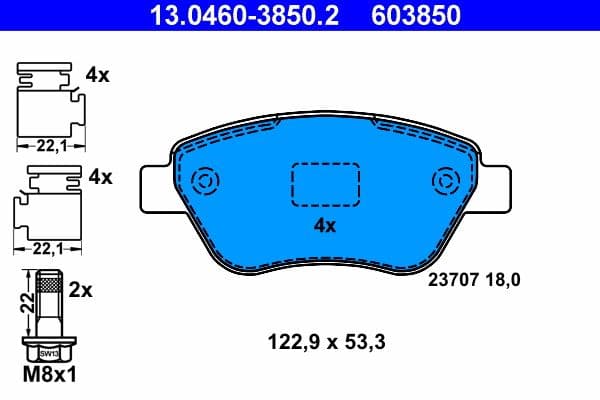 set placute frana,frana disc ATE 13.0460-3850.2