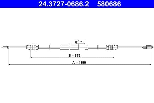 Cablu, frana de parcare ATE 24.3727-0686.2