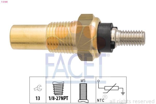 senzor,temperatura lichid de racire FACET Made in Italy - OE Equivalent 7.3180