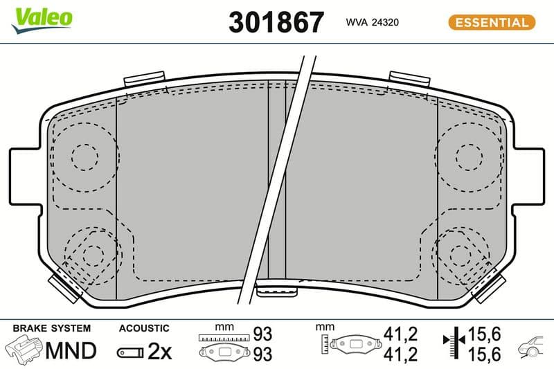 set placute frana,frana disc VALEO ESSENTIAL 301867