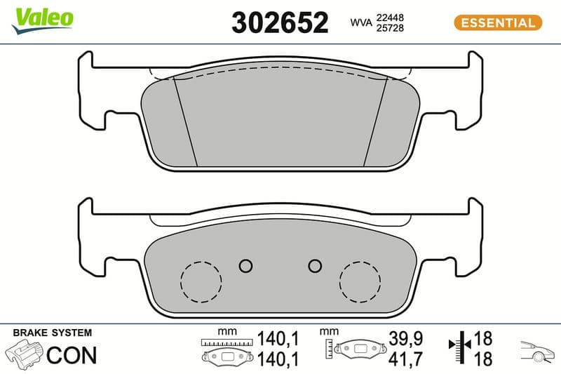 set placute frana,frana disc VALEO ESSENTIAL 302652