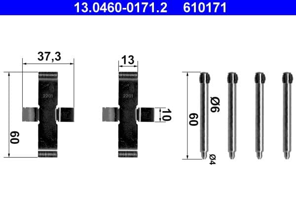 Set accesorii, placute frana ATE 13.0460-0171.2