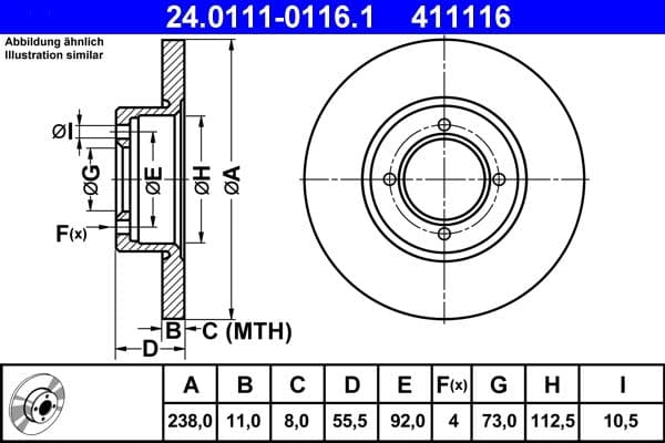 Disc frana ATE 24.0111-0116.1