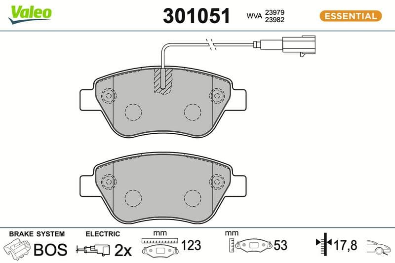 set placute frana,frana disc VALEO ESSENTIAL 301051