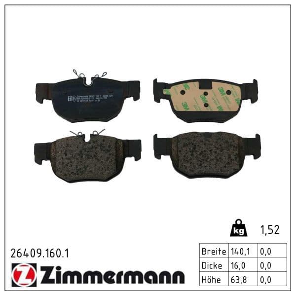 set placute frana,frana disc ZIMMERMANN 26409.160.1