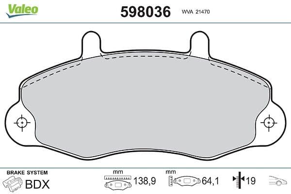 set placute frana,frana disc VALEO 598036