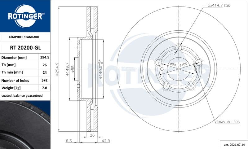 Disc frana ROTINGER GRAPHITE LINE RT 20200-GL