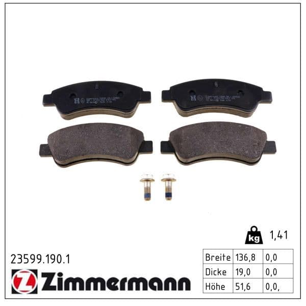 set placute frana,frana disc ZIMMERMANN 23599.190.1