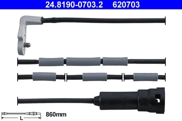 senzor de avertizare,uzura placute de frana ATE 24.8190-0703.2