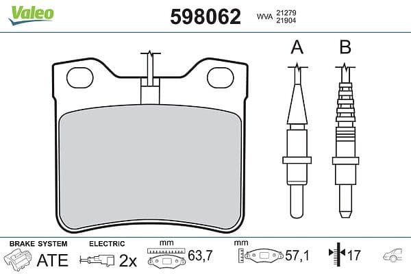 set placute frana,frana disc VALEO 598062