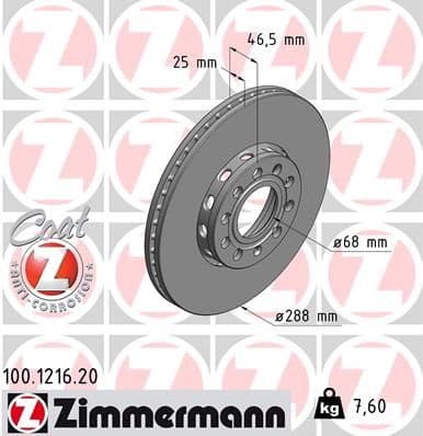Disc frana ZIMMERMANN COAT Z 100.1216.20