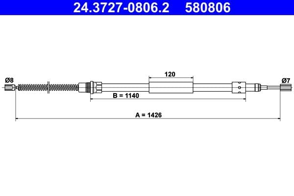 Cablu, frana de parcare ATE 24.3727-0806.2
