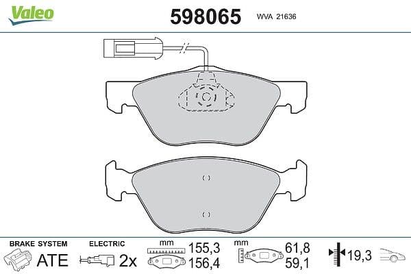 set placute frana,frana disc VALEO 598065