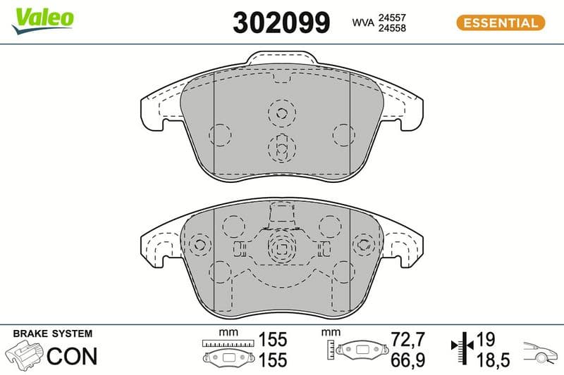 set placute frana,frana disc VALEO ESSENTIAL 302099