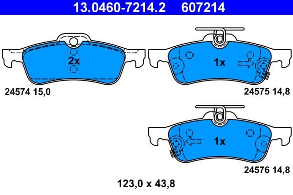 set placute frana,frana disc ATE 13.0460-7214.2