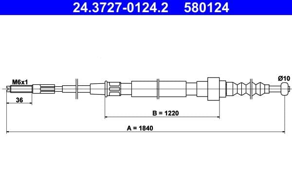 Cablu, frana de parcare ATE 24.3727-0124.2