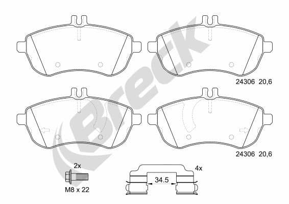 set placute frana,frana disc BRECK 24306 00 701 00