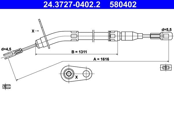Cablu, frana de parcare ATE 24.3727-0402.2