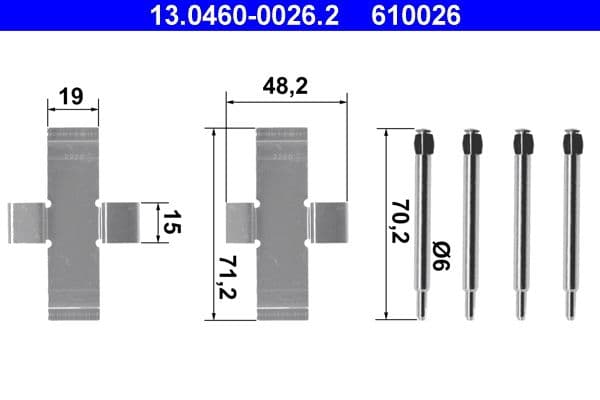 Set accesorii, placute frana ATE 13.0460-0026.2