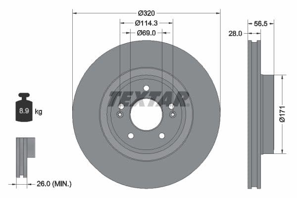 Disc frana TEXTAR PRO+ 92323605
