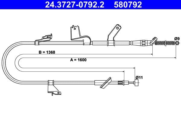 Cablu, frana de parcare ATE 24.3727-0792.2