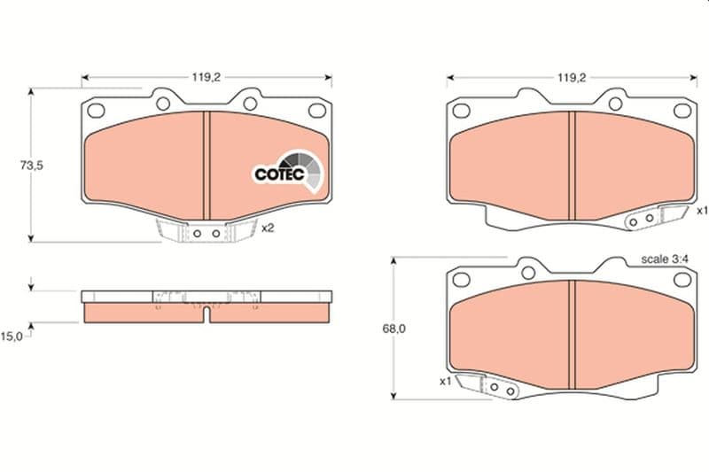set placute frana,frana disc TRW COTEC GDB797