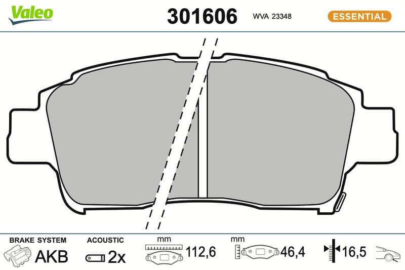 set placute frana,frana disc VALEO ESSENTIAL 301606