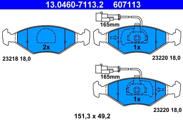 set placute frana,frana disc ATE 13.0460-7113.2
