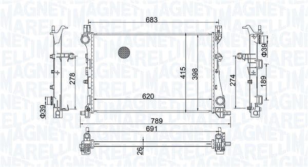 Radiator, racire motor MAGNETI MARELLI 350213203400